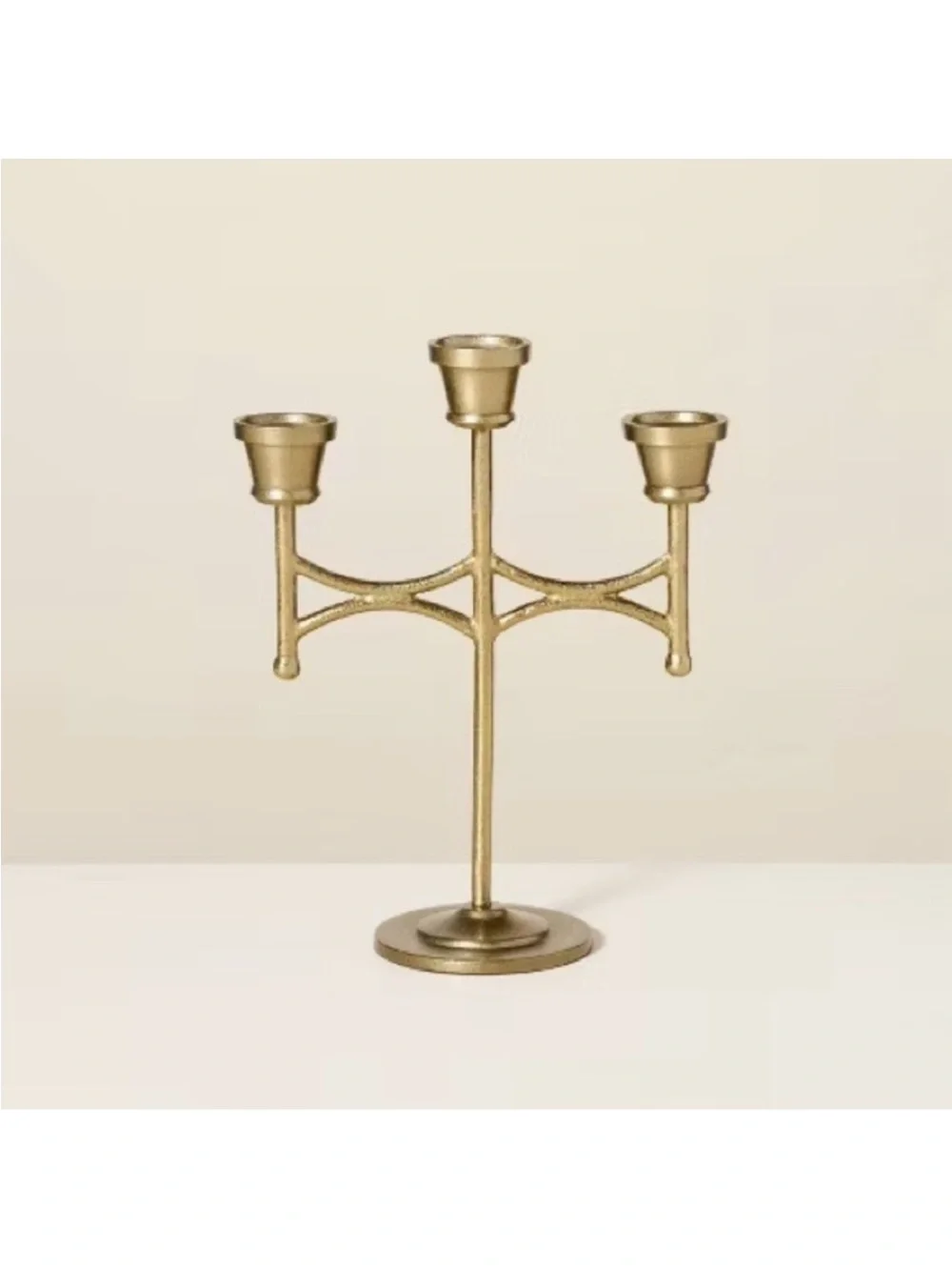 Scalloped Brass 3ct Taper Candelabra Antique Finish-Hearth & Hand with Magnolia